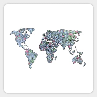 Splatter Paint World Map Mandala Magnet